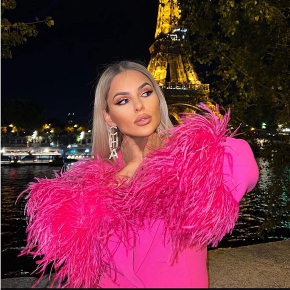 Zara Jackets & Coats Zara Fw22 Bloggers Fav Pink Feather Blazer